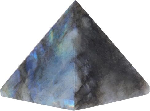 Natural Labradorite Healing Crystal Pyramid Sculpture Sacred Geometry Energy Generator for Meditation Spiritual Growth Chakra Balancing Feng Shui Home Office Decor Handcrafted Quartz Manifestation in Kuwait