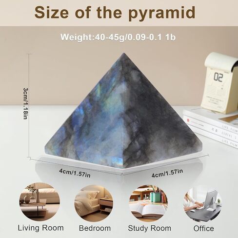 Natural Labradorite Healing Crystal Pyramid Sculpture Sacred Geometry Energy Generator for Meditation Spiritual Growth Chakra Balancing Feng Shui Home Office Decor Handcrafted Quartz Manifestation in Kuwait