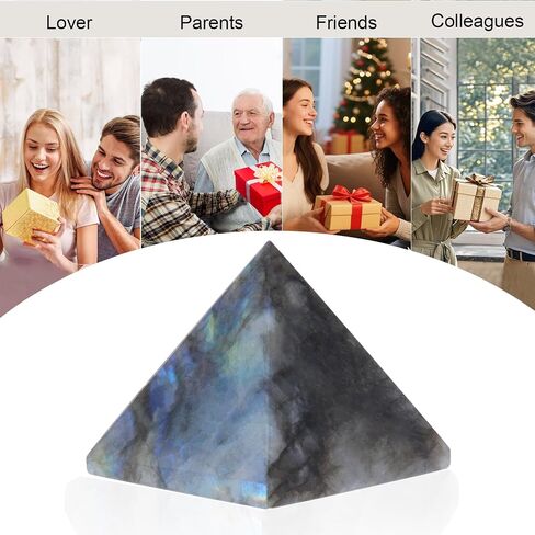 Natural Labradorite Healing Crystal Pyramid Sculpture Sacred Geometry Energy Generator for Meditation Spiritual Growth Chakra Balancing Feng Shui Home Office Decor Handcrafted Quartz Manifestation in Kuwait