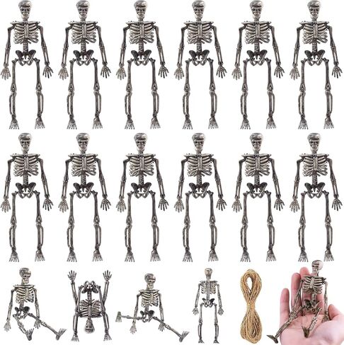 10 Pcs Halloween Mini Skeleton Figurine Decoration,6"Halloween posable Skeleton Decor,Small Plastic Skeleton Figure for Halloween Spooky Home Decor Haunted House Decorations Party Favors in Kuwait