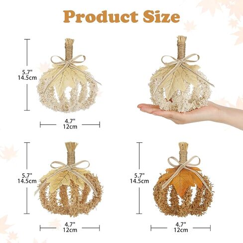 Fall Pumpkin Decorations for Home, 3 Pcs Hollow Fake Pumpkins, Foldable Small Pumpkins for Decorating, Artificial Fabric Pumpkin for Autumn, Harvest, Thanksgiving, Halloween, Table Centerpiece Decor in Saudi Arabia