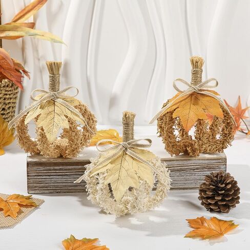 Fall Pumpkin Decorations for Home, 3 Pcs Hollow Fake Pumpkins, Foldable Small Pumpkins for Decorating, Artificial Fabric Pumpkin for Autumn, Harvest, Thanksgiving, Halloween, Table Centerpiece Decor in Saudi Arabia