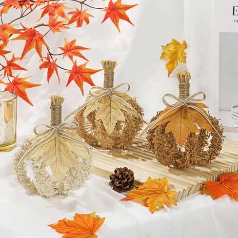 Fall Pumpkin Decorations for Home, 3 Pcs Hollow Fake Pumpkins, Foldable Small Pumpkins for Decorating, Artificial Fabric Pumpkin for Autumn, Harvest, Thanksgiving, Halloween, Table Centerpiece Decor in Saudi Arabia