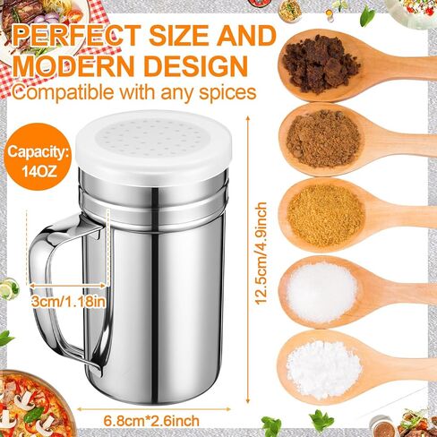 12 Pcs 10 oz Stainless Steel Spice Shakers with Holes and Lids Dredge Shakers with Handle Versatile Salt Shaker for Sugar Pepper Seasoning Flour Popcorn Cinnamon Powder Container Accessories in Kuwait