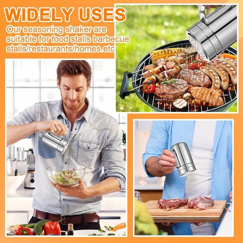 12 Pcs 10 oz Stainless Steel Spice Shakers with Holes and Lids Dredge Shakers with Handle Versatile Salt Shaker for Sugar Pepper Seasoning Flour Popcorn Cinnamon Powder Container Accessories in Kuwait