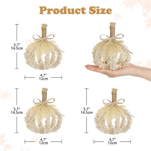 Fall Pumpkin Decorations for Home, 3 Pcs Hollow Fake Pumpkins, Foldable Small Pumpkins for Decorating, Artificial Fabric Pumpkin for Autumn, Harvest, Thanksgiving, Halloween, Table Centerpiece Decor in Saudi Arabia
