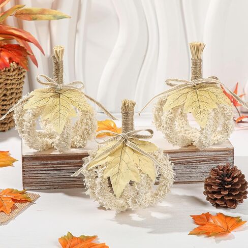 Fall Pumpkin Decorations for Home, 3 Pcs Hollow Fake Pumpkins, Foldable Small Pumpkins for Decorating, Artificial Fabric Pumpkin for Autumn, Harvest, Thanksgiving, Halloween, Table Centerpiece Decor in Saudi Arabia