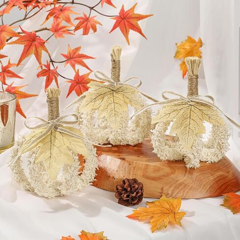 Fall Pumpkin Decorations for Home, 3 Pcs Hollow Fake Pumpkins, Foldable Small Pumpkins for Decorating, Artificial Fabric Pumpkin for Autumn, Harvest, Thanksgiving, Halloween, Table Centerpiece Decor in Saudi Arabia