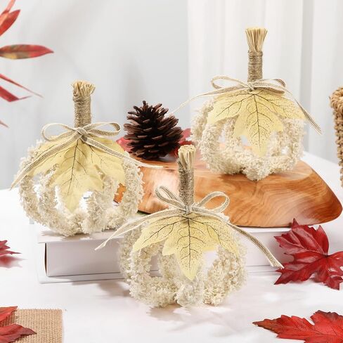 Fall Pumpkin Decorations for Home, 3 Pcs Hollow Fake Pumpkins, Foldable Small Pumpkins for Decorating, Artificial Fabric Pumpkin for Autumn, Harvest, Thanksgiving, Halloween, Table Centerpiece Decor in Saudi Arabia