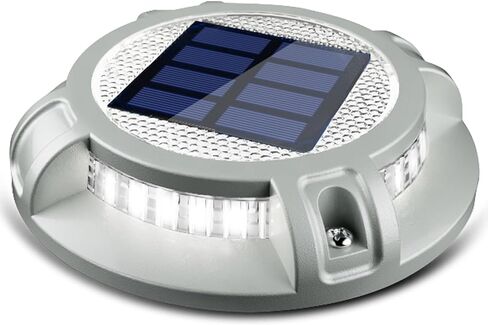 SIEDiNLAR Solar Driveway Lights Outdoor 4 Modes 40 LEDs Deck Driveway Markers Marine Dock Light Waterproof for Ground Walkway Pathway Step Garden Yard, White/Warm Dynamic Lighting (4 Pack) in Saudi Arabia