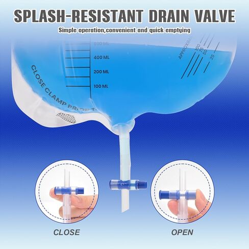 3 حزمة حقيبة تصريف البولية مع صمام مضاد للتراجع ، حقيبة بولس القسطرة مع حجم 2000 مل ، 48 "أنبوب الصرف ، حقيبة البول الاحترافية بجانب الليل للمنزل in Kuwait