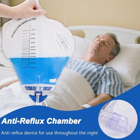 3 حزمة حقيبة تصريف البولية مع صمام مضاد للتراجع ، حقيبة بولس القسطرة مع حجم 2000 مل ، 48 "أنبوب الصرف ، حقيبة البول الاحترافية بجانب الليل للمنزل in Kuwait