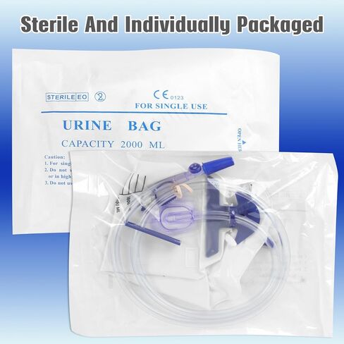 3 Pack Urinary Drainage Bag with Anti-Reflux Valve, Catheter Urine Bag with 2000 mL Volume, 48" Drainage Tube, Overnight Bedside Professional Urinary Bag for Home in Saudi Arabia