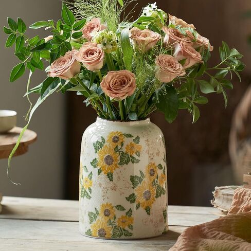 Matte White Cylinder Ceramic Flower Vase of 2, Mid Century Minimalist Vases for Modern Boho Ins Style Coffee Table Shelf Home Decor, Living Room Centerpieces Decorative (M 8.3 in + Large 10 in) in Saudi Arabia