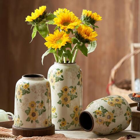 Matte White Cylinder Ceramic Flower Vase of 2, Mid Century Minimalist Vases for Modern Boho Ins Style Coffee Table Shelf Home Decor, Living Room Centerpieces Decorative (M 8.3 in + Large 10 in) in Saudi Arabia