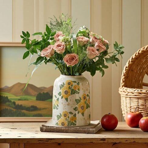 Matte White Cylinder Ceramic Flower Vase of 2, Mid Century Minimalist Vases for Modern Boho Ins Style Coffee Table Shelf Home Decor, Living Room Centerpieces Decorative (M 8.3 in + Large 10 in) in Saudi Arabia