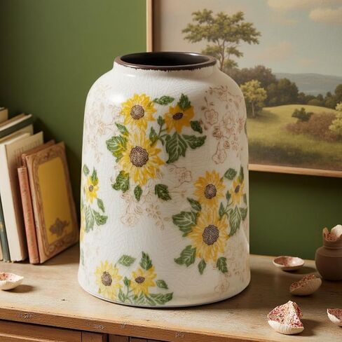 Matte White Cylinder Ceramic Flower Vase of 2, Mid Century Minimalist Vases for Modern Boho Ins Style Coffee Table Shelf Home Decor, Living Room Centerpieces Decorative (M 8.3 in + Large 10 in) in Saudi Arabia