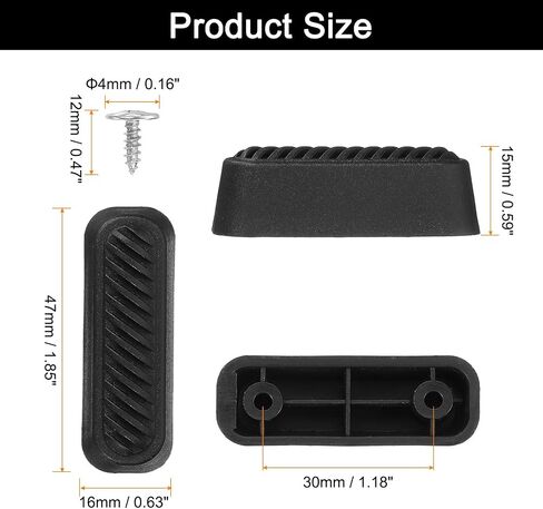 uxcell 4Pcs Luggage Replacement Pads, Plastic Luggage Stand Feet Stud, Suitcase and Travel Gear Bottom Side Accessories with Self-Tapping Screws, Black (47x16x15mm) in Saudi Arabia