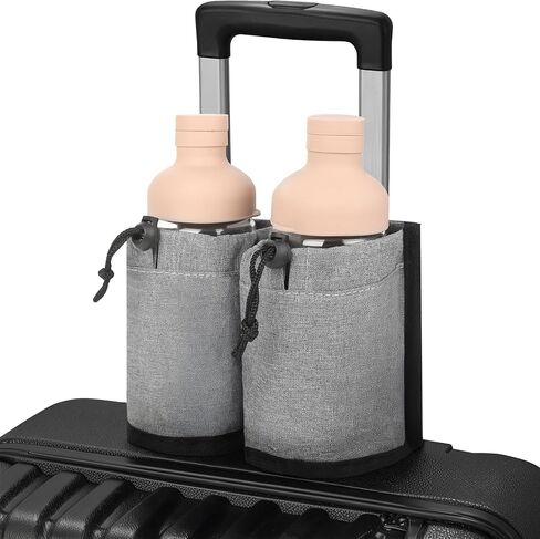 Luggage Cup Holder for Suitcases,Travel Must Haves,Free Hand Drinks Carrier Coffee Mugs Holder,Universal Luggage Accessories for Flight Attendants (Black, Strapless) in Saudi Arabia