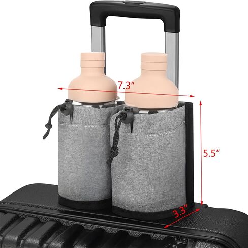 Luggage Cup Holder for Suitcases,Travel Must Haves,Free Hand Drinks Carrier Coffee Mugs Holder,Universal Luggage Accessories for Flight Attendants (Black, Strapless) in Saudi Arabia