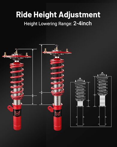 Coilovers Evil Energy Coilovers متوافقة مع BMW 3-Series RWD (F30) 2012-2018 ، لفائفات قابلة للتعديل قابلة للتعديل مع تعديل المثبط 32 ، طقم التعليق ، الأحمر ، الأحمر in Saudi Arabia