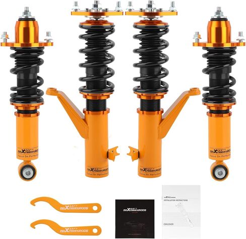 maXpeedingrods Coilovers for Acura RSX & Type-S 2002-2006, Height Adjustable Full Coilover Suspension Kit, Preset Damping Shock Absorber Struts, Lowering Kit Gold in Saudi Arabia