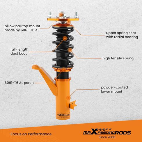 maXpeedingrods Coilovers for Acura RSX & Type-S 2002-2006, Height Adjustable Full Coilover Suspension Kit, Preset Damping Shock Absorber Struts, Lowering Kit Gold in Saudi Arabia