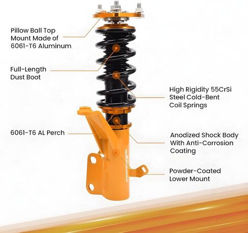 maXpeedingrods Coilovers for Acura RSX & Type-S 2002-2006, Height Adjustable Full Coilover Suspension Kit, Preset Damping Shock Absorber Struts, Lowering Kit Gold in Saudi Arabia