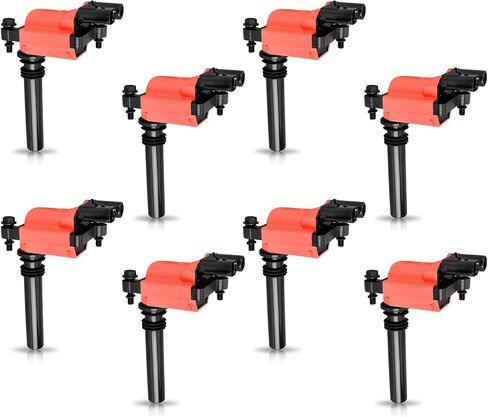 ENA مجموعة من 8 Red Ignition Coil Pack 2003 2004 2005 5.7L متوافق مع دودج Jeep RAM 1500 2500 3500 Chrysler 300 Durango Magnum Grand Cherokee V8 لـ 56028394ab UF378 IC508 C1414 56028394ACAC in Kuwait