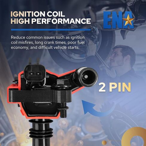 ENA مجموعة من 8 Red Ignition Coil Pack 2003 2004 2005 5.7L متوافق مع دودج Jeep RAM 1500 2500 3500 Chrysler 300 Durango Magnum Grand Cherokee V8 لـ 56028394ab UF378 IC508 C1414 56028394ACAC in Kuwait