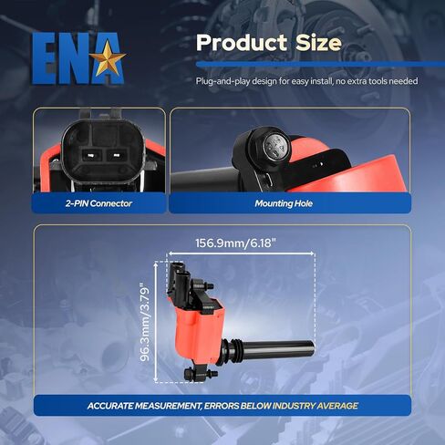 ENA مجموعة من 8 Red Ignition Coil Pack 2003 2004 2005 5.7L متوافق مع دودج Jeep RAM 1500 2500 3500 Chrysler 300 Durango Magnum Grand Cherokee V8 لـ 56028394ab UF378 IC508 C1414 56028394ACAC in Kuwait