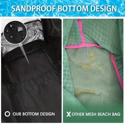 XXL سعة كبيرة السعة القماشية Beach Bag - قابلة للطي ، سستة ، سهلة النظيف مع أحزمة كتف ثابتة ، مثالية للسفر على الشاطئ ، النزهات والسباحة - أسود ، حقيبة حمل سفر | in Kuwait