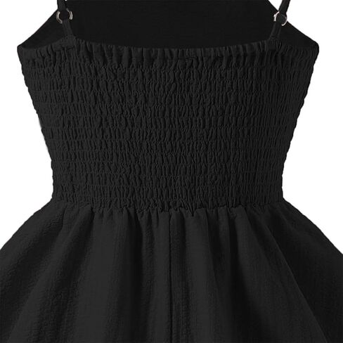 IBTOM CASTLE Girls Summer Spaghetti Straps Smocked Ruched A Line Swing Dress Flowy Double Layered Tween Girl Party Dresses in Saudi Arabia