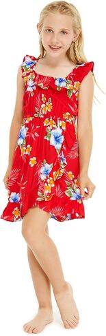 Matchable Family Hawaiian Luau Men Women Girl Boy Clothes in Hibiscus Red in Saudi Arabia