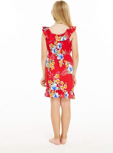 Matchable Family Hawaiian Luau Men Women Girl Boy Clothes in Hibiscus Red in Saudi Arabia