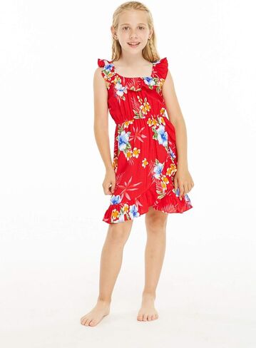 Matchable Family Hawaiian Luau Men Women Girl Boy Clothes in Hibiscus Red in Saudi Arabia