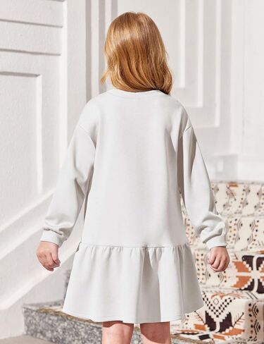 Arshiner Girls Dresses Long Sleeve Pullover Tops Drop Shoulder Sweatshirt Casual Dress with Pockets in Saudi Arabia