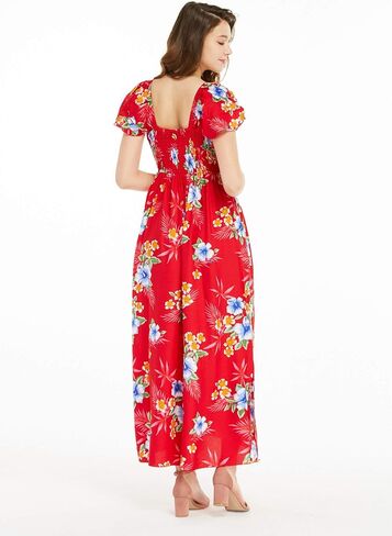 Matchable Family Hawaiian Luau Men Women Girl Boy Clothes in Hibiscus Red in Saudi Arabia