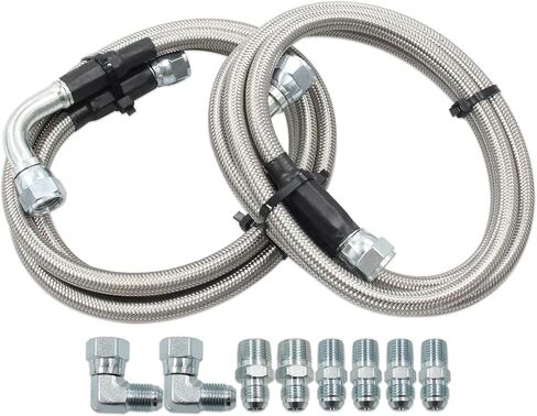 6AN 70" Stainless Steel Braided Transmission Cooler Hose Kit | Fit for GM Chevy 1996-2021 4L80E, Ford C4/C6/AOD & Turbo 350/400/200-200R4/700R4 4L60/4L60E/4L65E in Kuwait