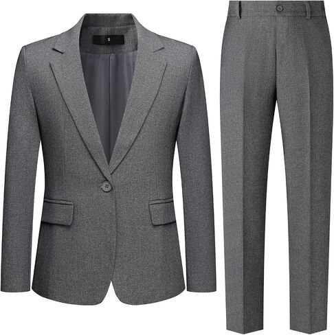 Women's 2 Piece Pant Suit Business Casual Outfits Notched Collar Blazer Pants Sets in Saudi Arabia