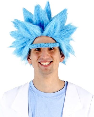Costume Agent Adult Deluxe Ricky Sanchez Blue Wig and Eyebrow Cosplay Accessory in Saudi Arabia