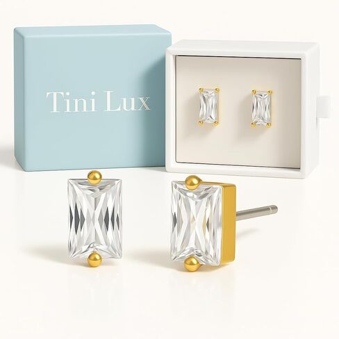 | Hypoallergenic Earrings | Kyra Studs | Gold | Titanium Stud Earrings for Women | Gold Earrings Studs, Sensitive Ears, Trendy Womens Earring Set in Saudi Arabia
