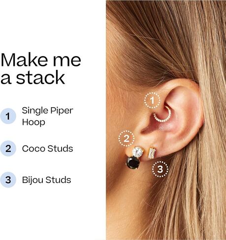 | Hypoallergenic Earrings | Kyra Studs | Gold | Titanium Stud Earrings for Women | Gold Earrings Studs, Sensitive Ears, Trendy Womens Earring Set in Saudi Arabia
