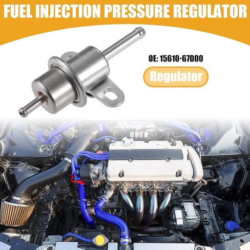Fuel Injection Pressure Regulator No.15610-67D00 - Car Fuel Pressure Regulator - for Suzuki Esteem 1999-2002 Metal Silver Tone - 1 Pc in Saudi Arabia