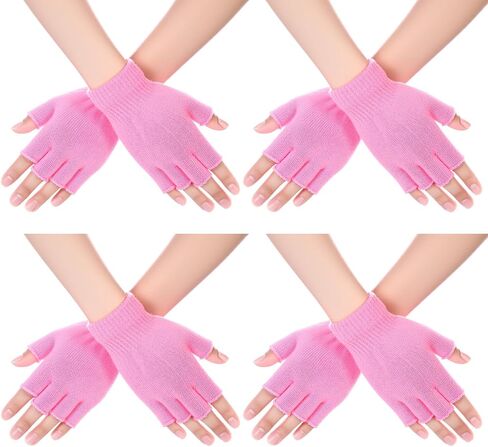 4 Pairs Winter Fingerless Gloves Knitted Half Finger Gloves Warm Stretchy Mittens for Women Typing Writing Running in Saudi Arabia