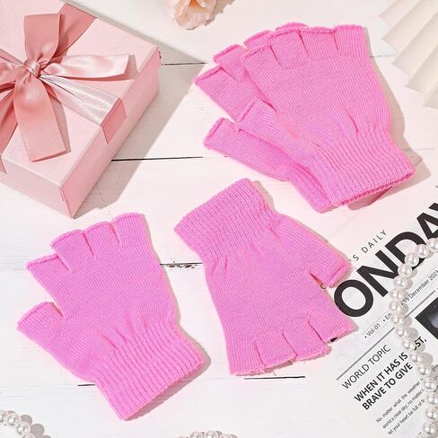 4 Pairs Winter Fingerless Gloves Knitted Half Finger Gloves Warm Stretchy Mittens for Women Typing Writing Running in Saudi Arabia