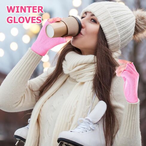 4 Pairs Winter Fingerless Gloves Knitted Half Finger Gloves Warm Stretchy Mittens for Women Typing Writing Running in Saudi Arabia