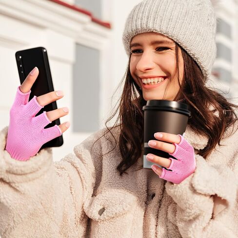 4 Pairs Winter Fingerless Gloves Knitted Half Finger Gloves Warm Stretchy Mittens for Women Typing Writing Running in Saudi Arabia