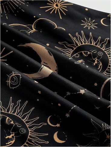 Wdirara Women's Gothic Print Choled of the Counter Dress Long Bell Sleeve Mesh Short Dresses in Saudi Arabia