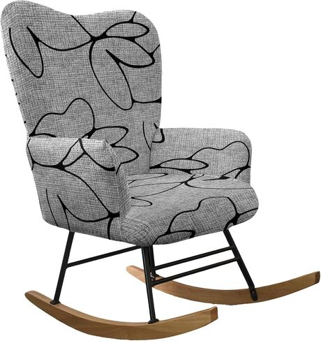 CRFATOP Printed 1 PC Nursery Rocking Chair Recliner Covers Upholstered Glider Rocker Banquet Armchair Slipcover Stretch Accent Chairs Furniture Protector for Living Room Bedroom Offices,A04 in Saudi Arabia